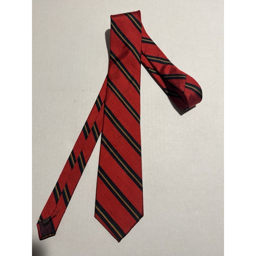 Frame Brand 100% Silk Men's Red Striped Necktie, 3"